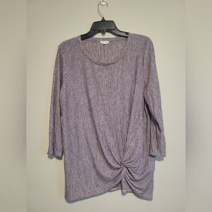 Westport 3/4 Sleeve Shirt Burgandy And White Stripe Petite XL